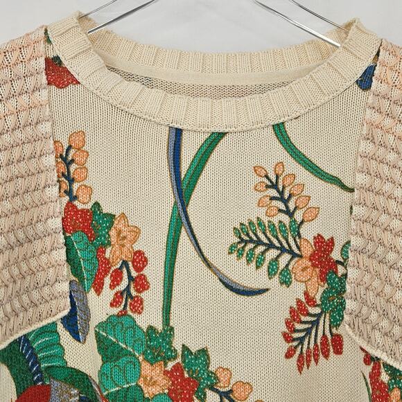 Anthropologie Tropical Floral Short‎ Sleeve Sweater Size Small - Picture 6 of 15